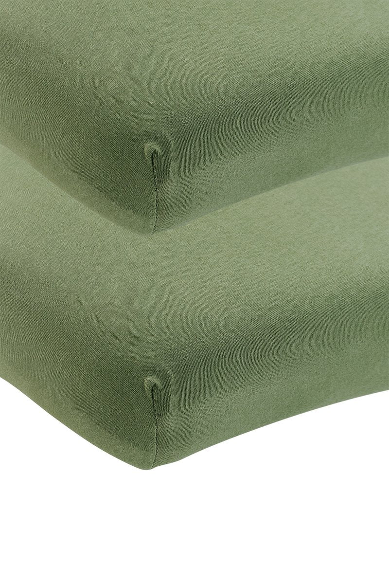 Meyco baby uni hoeslaken wieg - 2-pack - jersey - olive green - 40x80 90cm