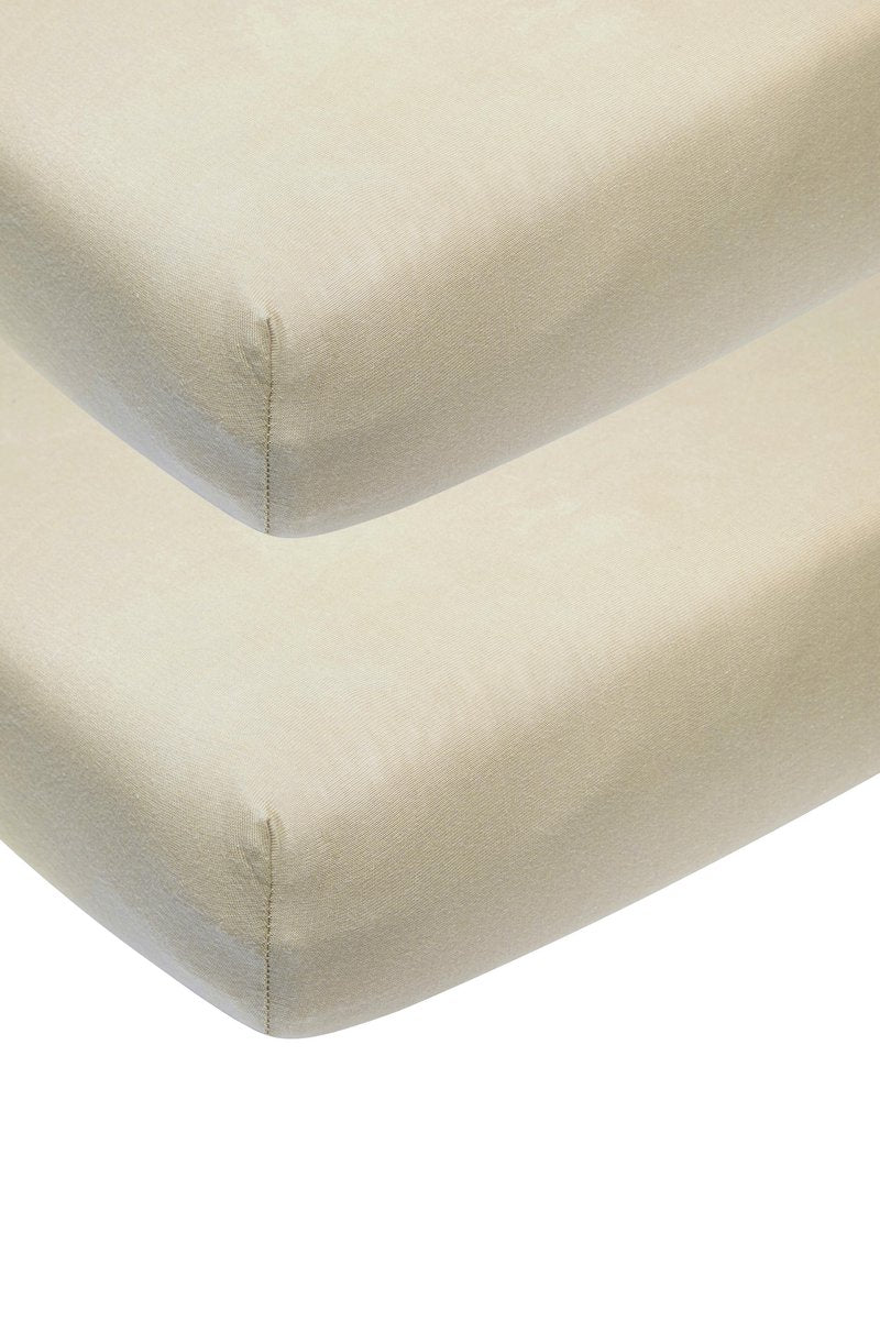 Meyco baby uni hoeslaken juniorbed - 2-pack - sand - 70x140 150cm
