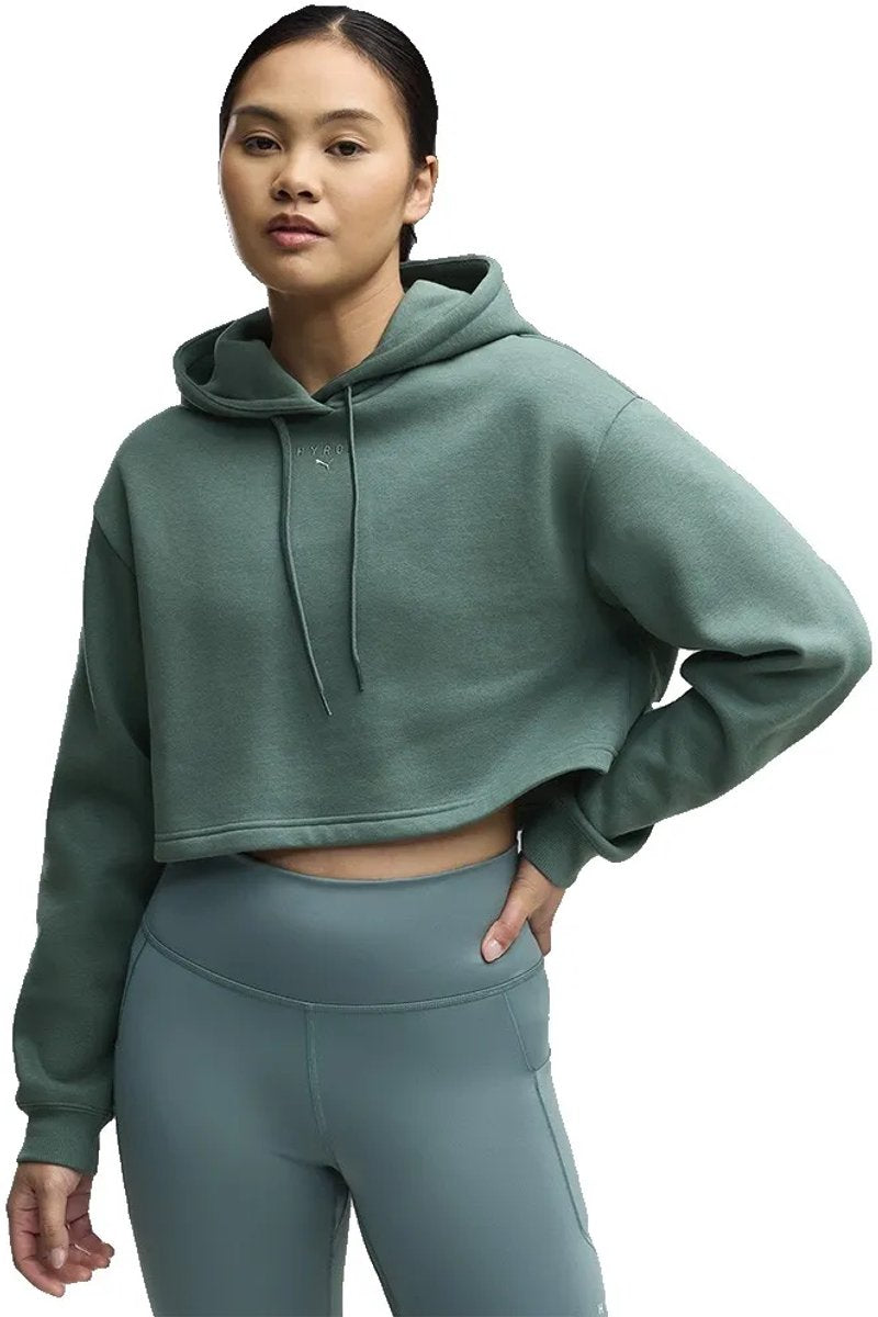 Puma x hyrox heavyweight hoodie groen l vrouw