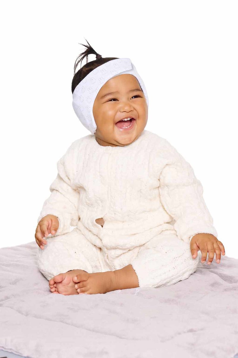 Dooky® dooky x nijntje baby gehoorbescherming – zachte verstelbare hoofdband – 6-12 maanden - wit – oeko-tex katoen – licht comfortabel