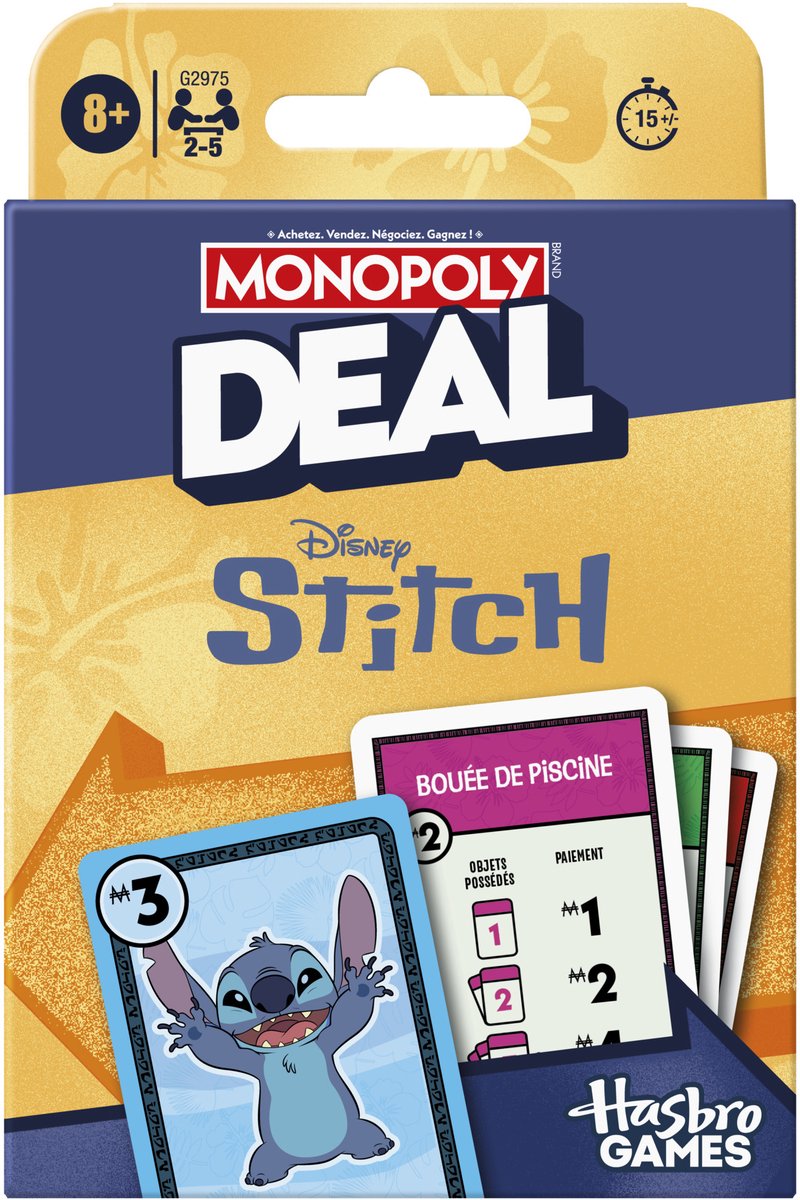 Monopoly deal: disney stitch-editie, kaartspel, frans taal