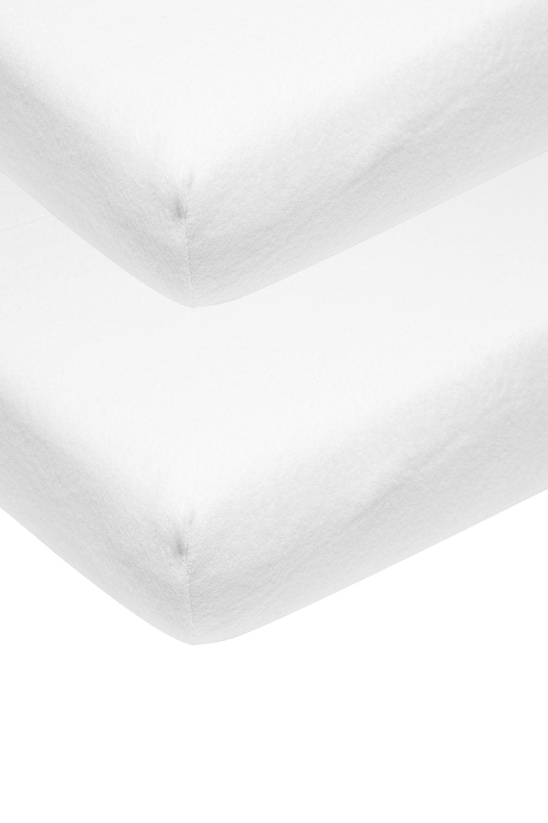 Meyco baby uni molton stretch hoeslaken ledikant - 2-pack - white - 60x120cm