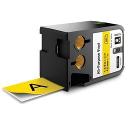 Llabel etiketten dymo xtl 500 vinyl 41mmx7m zwart op geel.