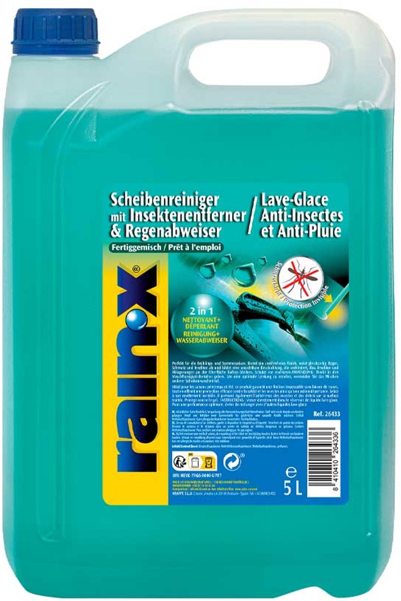 Rain-x anti-insect anti-regen ruitensproeiervloeistof - optimale zichtbaarheid - voor de lente en zomer - 5l