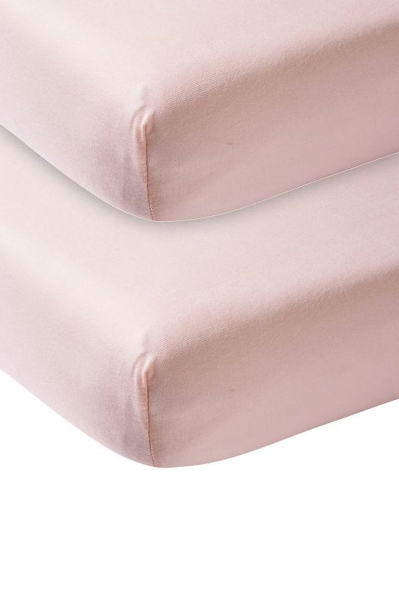 Meyco baby uni hoeslaken juniorbed - 2-pack - soft pink - 70x140 150cm