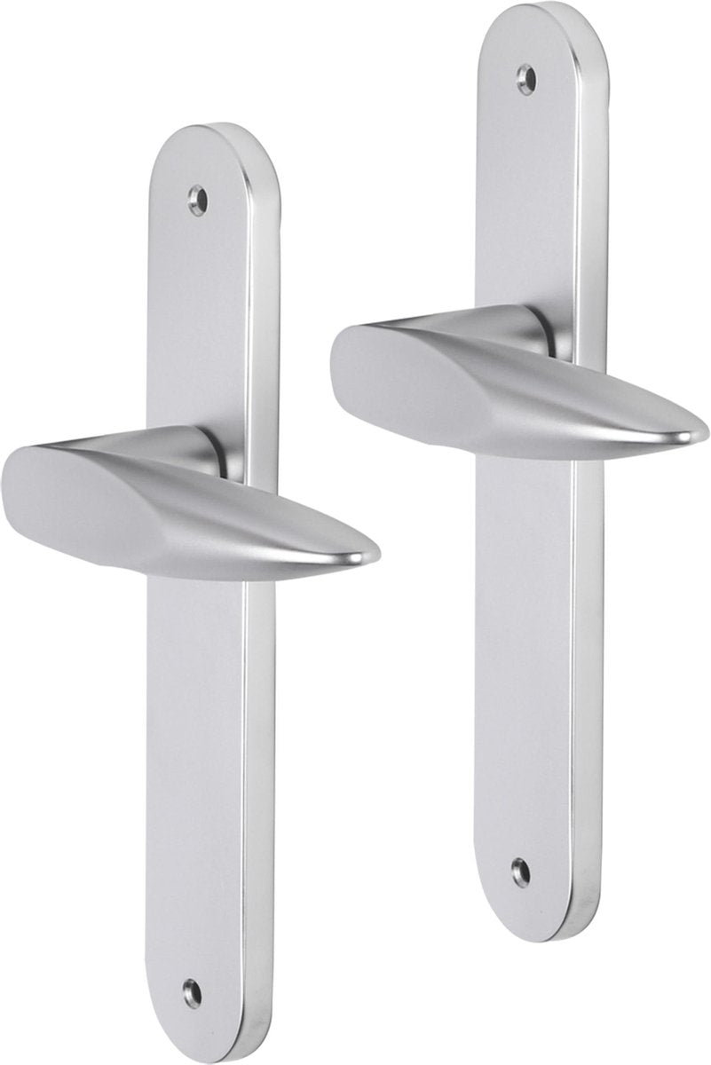Impresso deurkruk - sutton - voor binnen - ovaal deurschild met schroeven - aluminium - 2 stuks