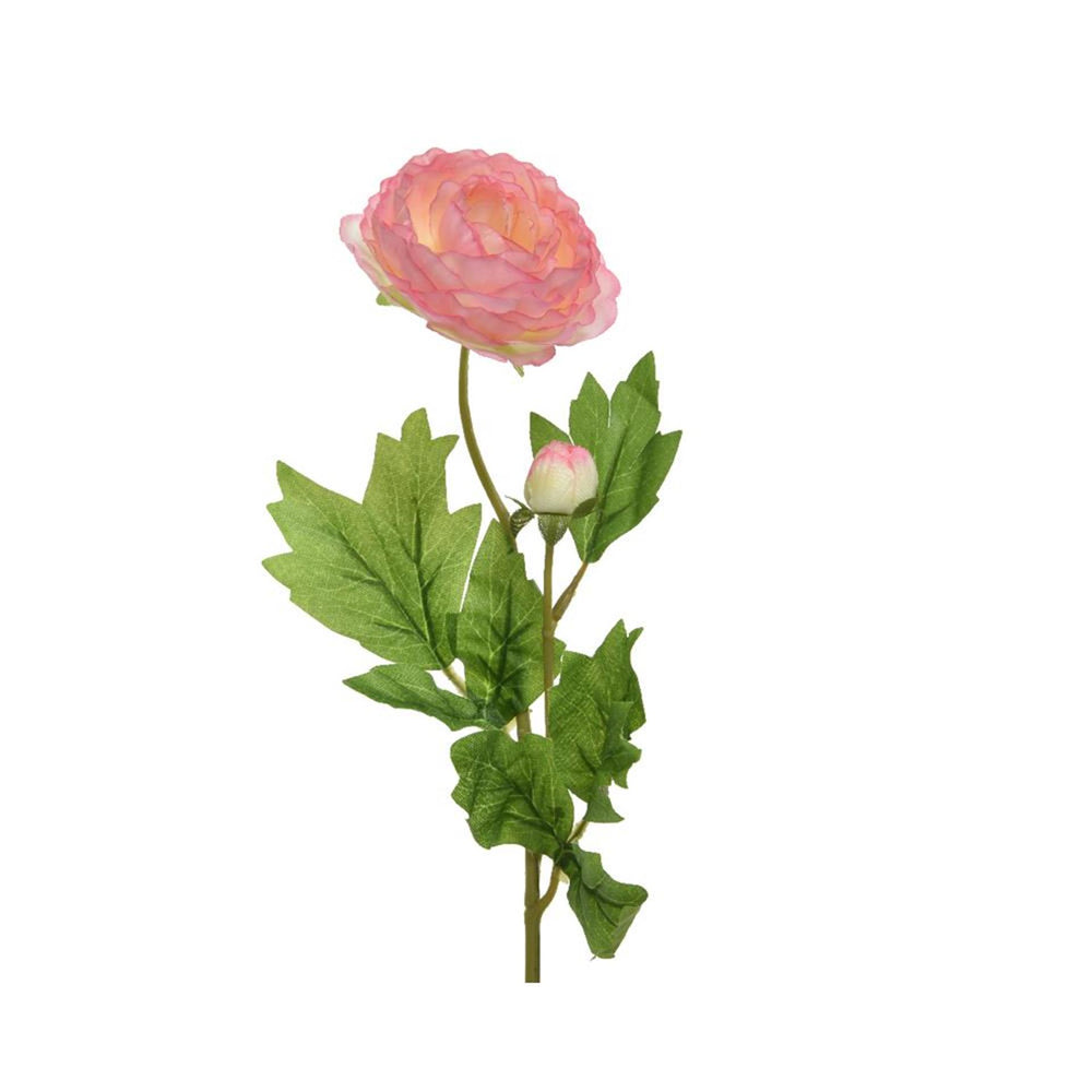 Decoris kunstbloem ranonkel blooem met knopje polyester 8x10x57cm zacht roze