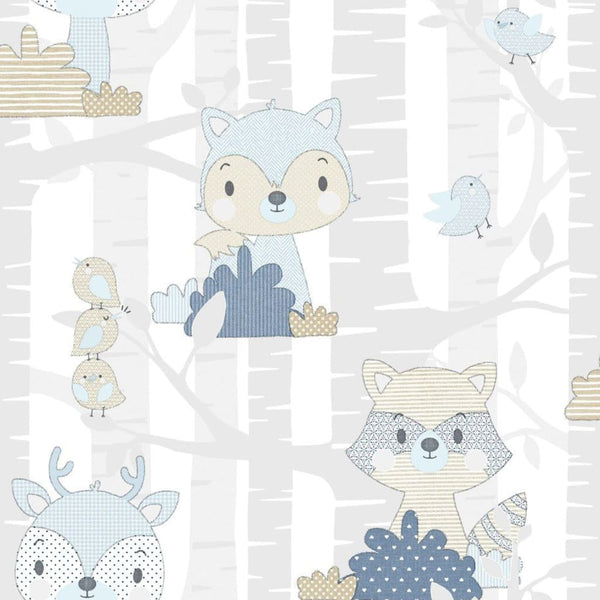 Noordwand noordwand behang baby forest animals wit en blauw