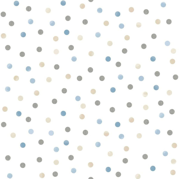 Noordwand behang mondo baby confetti dots wit blauw grijs beige
