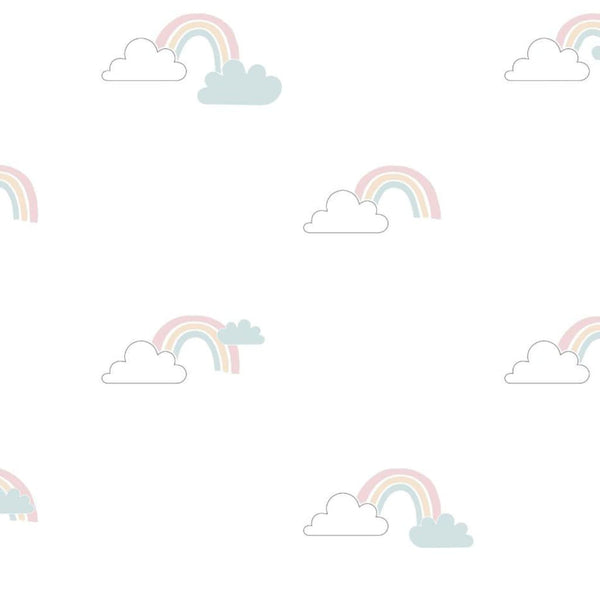 Noordwand behang mondo baby clouds wit blauw roze