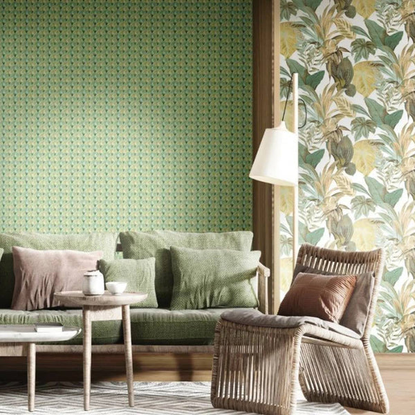 Noordwand behang topchic big leaves groen en beige