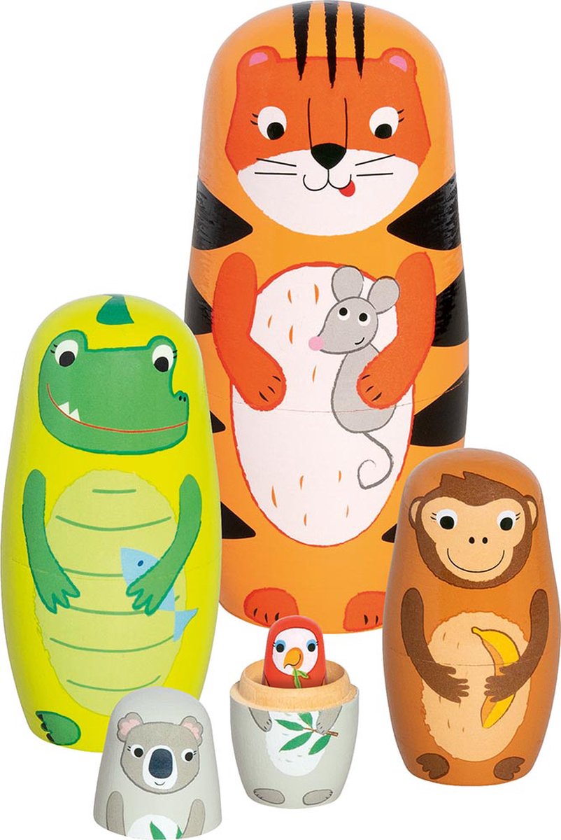 Goki matryoshka poppen - tavi en vriendjes - 5 delen - hout - 3 jaar