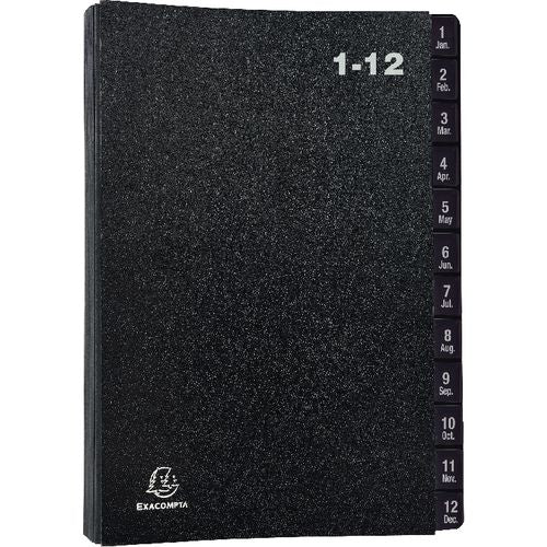Sorteermap exacompta zwart 1-12 tabs