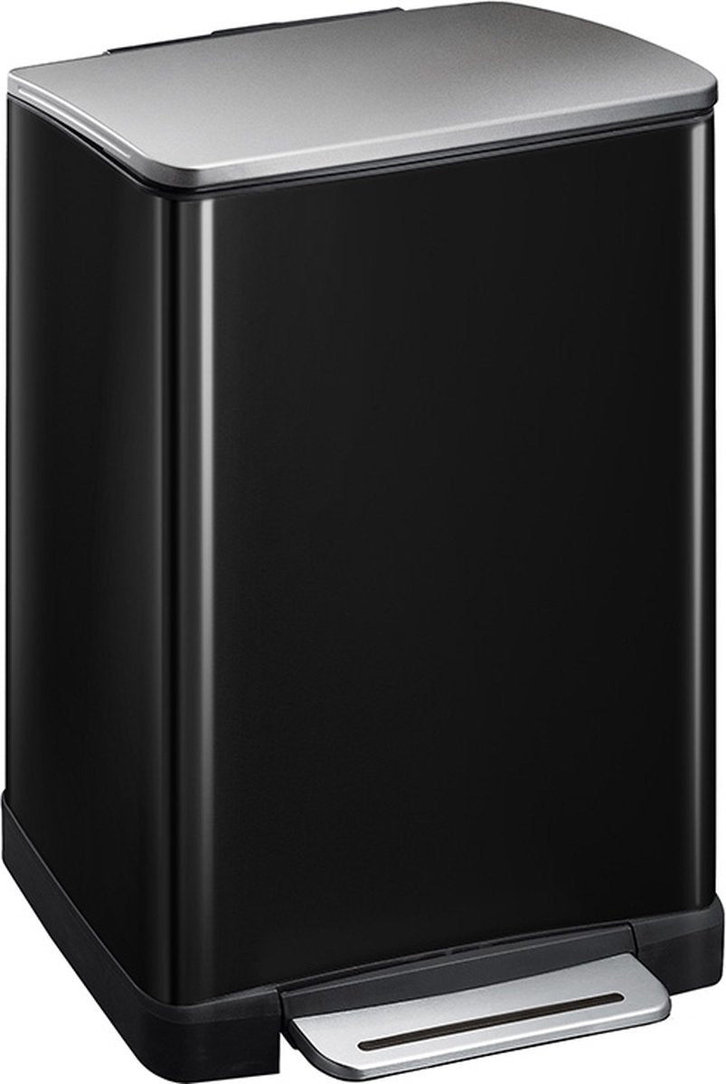 Eko - e-cube pedaalemmer 40 liter - stainless steel plastic - zwart glanzend, mat rvs - prullenbak