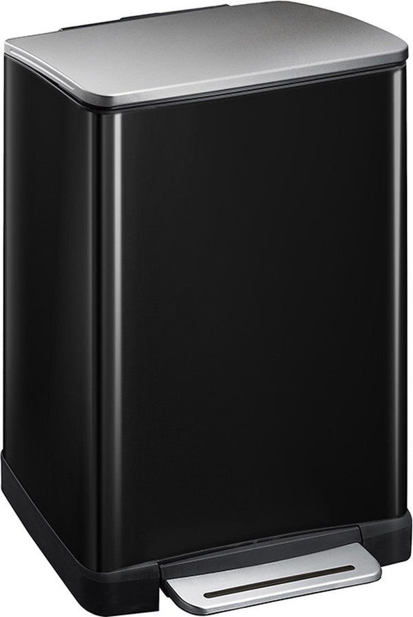 Eko - e-cube pedaalemmer 40 liter - stainless steel plastic - zwart glanzend, mat rvs - prullenbak