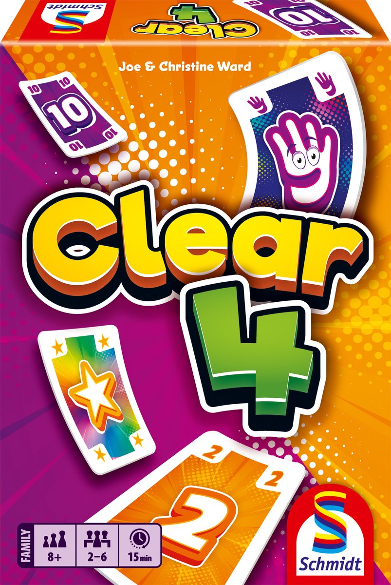 Schmidt ® - clear 4 - snel kaartspel - actiespel met push en joker kaarten - vanaf 8 jaar - 2-4 spelers