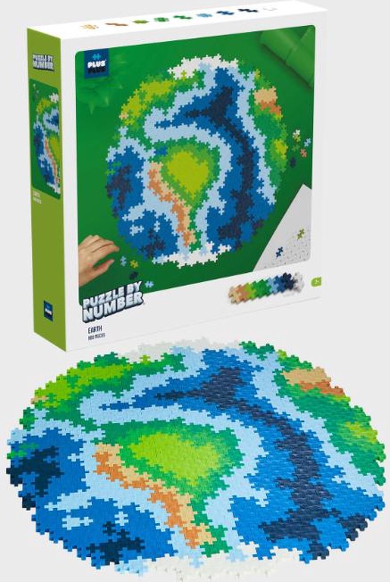 Plus-plus puzzle by number aarde 800 stukjes - 3914 - puzzel en bouwspeelgoed in 1 - vanaf 7 jaar
