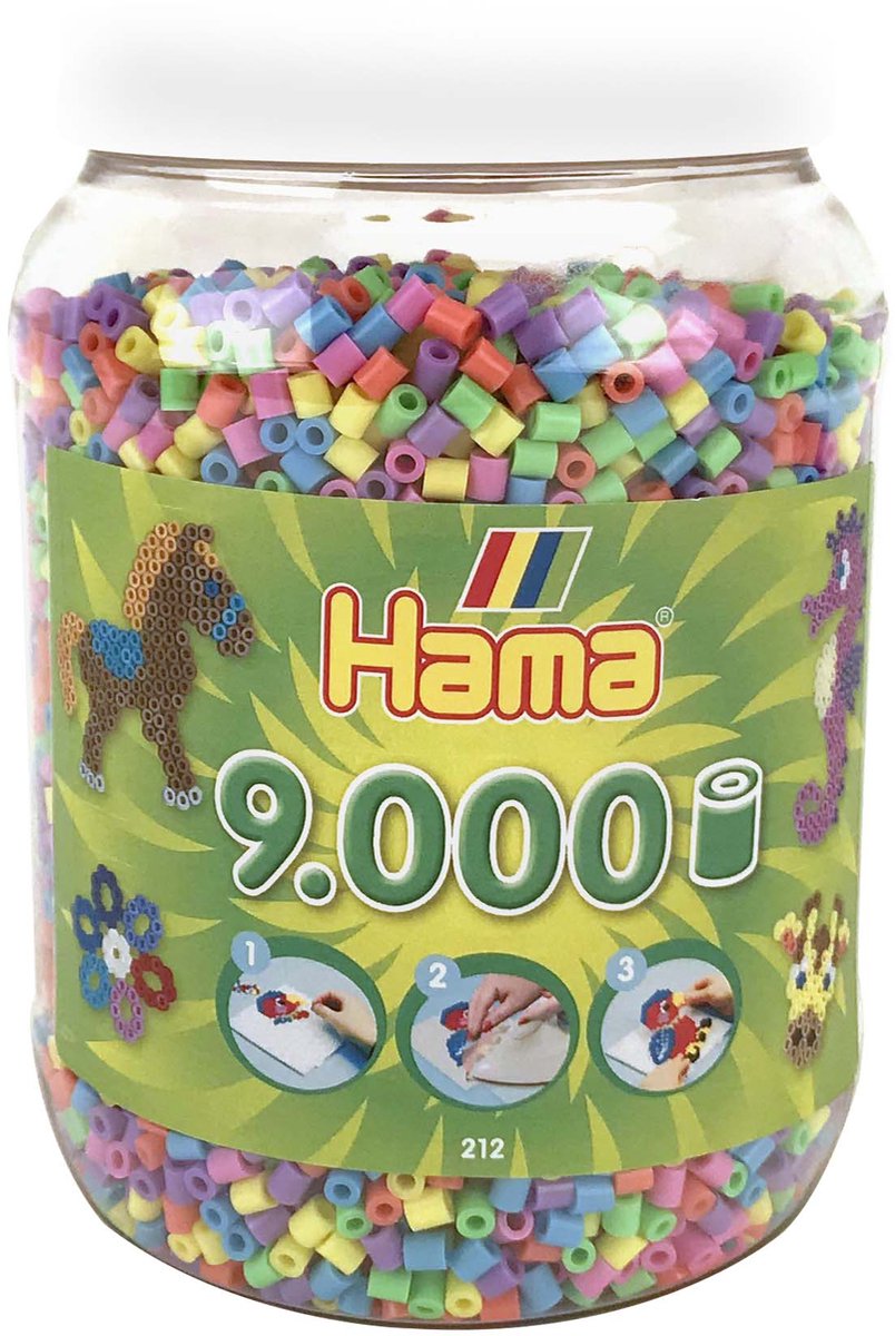 Hama strijkkralen ton met 9000 stuks pastel | 2 stuks