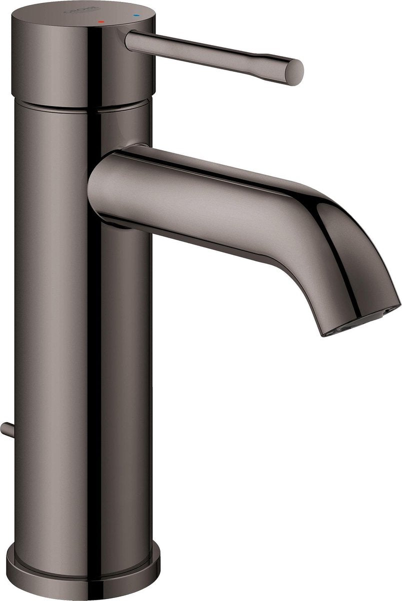 Grohe essence new wastafelkraan - lage uitloop - met trekwaste - hard graphite (antraciet glanzend) - 23589a01