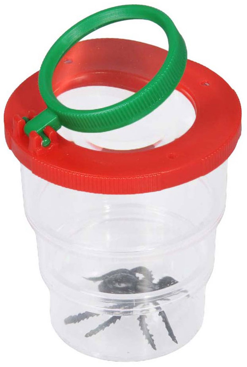 Albatros hengelsport insectenpotje speelgoed met vergrootglas transparant.