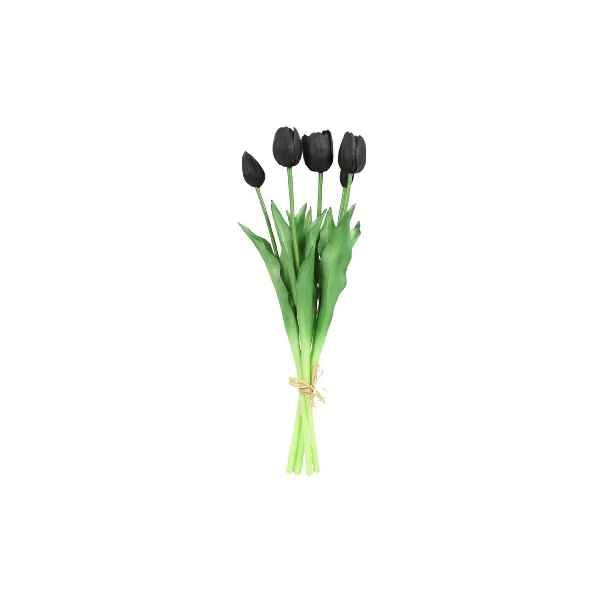 Countryfield kunstboeket tulpen zwart 10x10x41cm