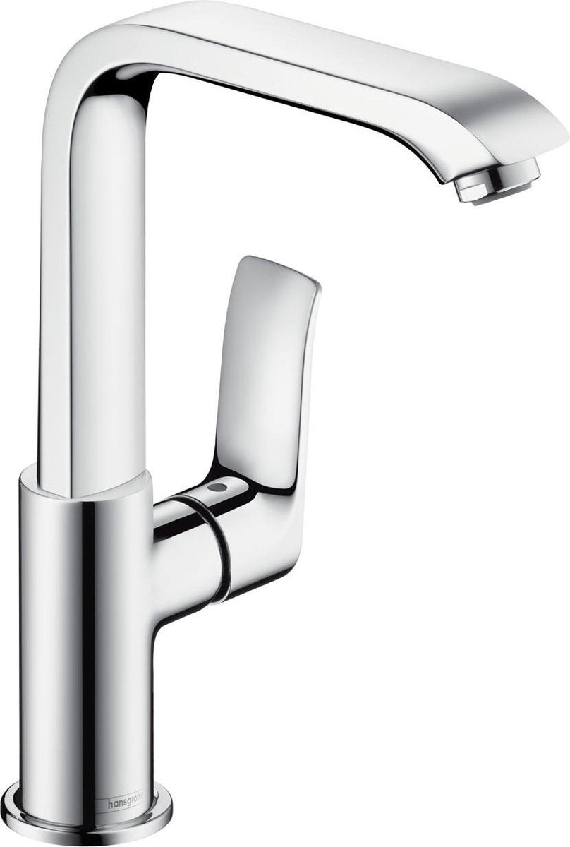 Hansgrohe metris ééngreeps wastafelmengkraan 230 hoge uitloop en push-open afvoergarnituur - voorsprong uitloop 155 mm