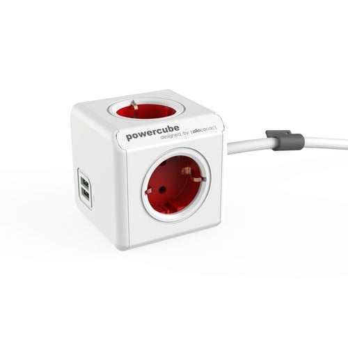 Stekkerdoos allocacoc powercube wit rood