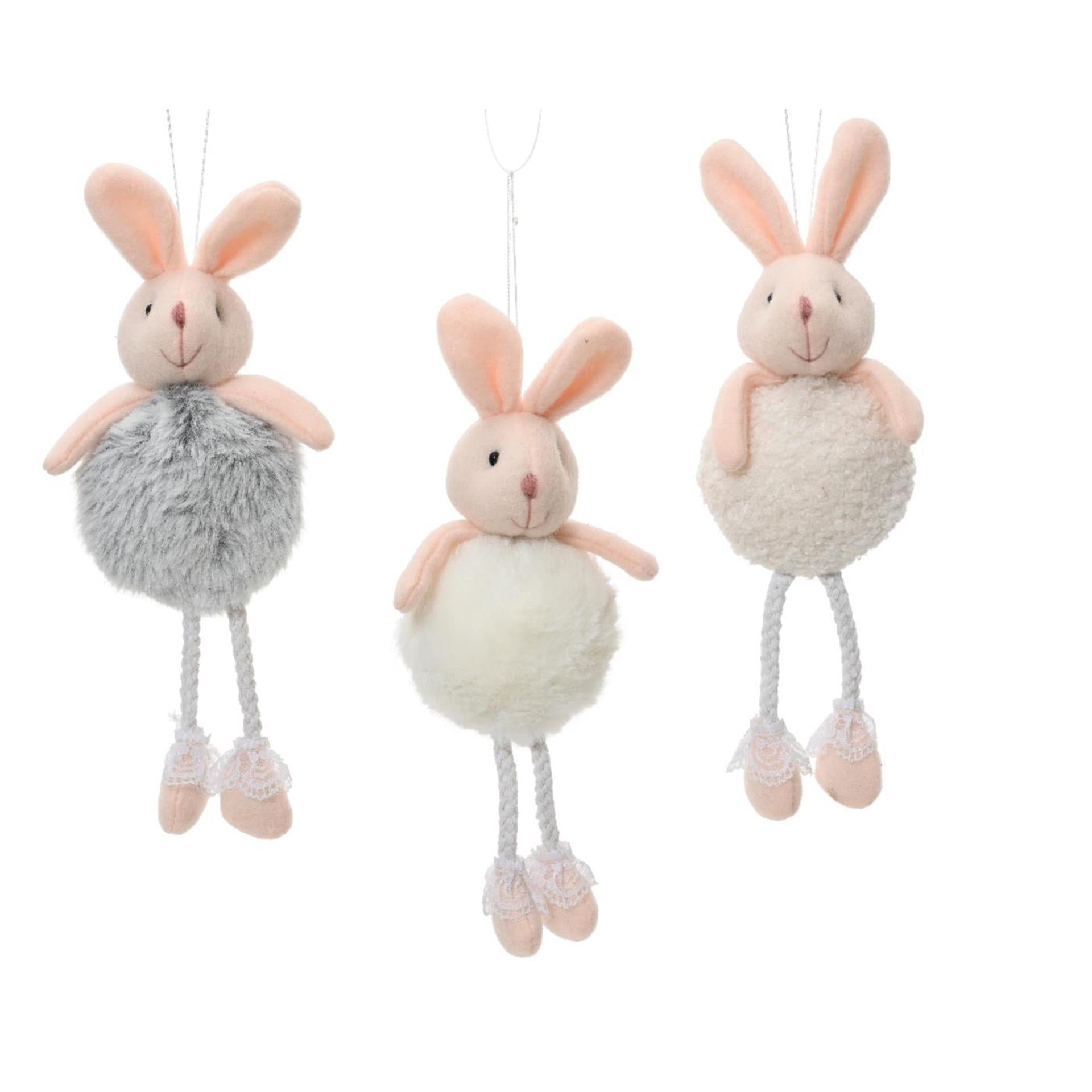 Decoris paashanger konijn polyester 24cm wit