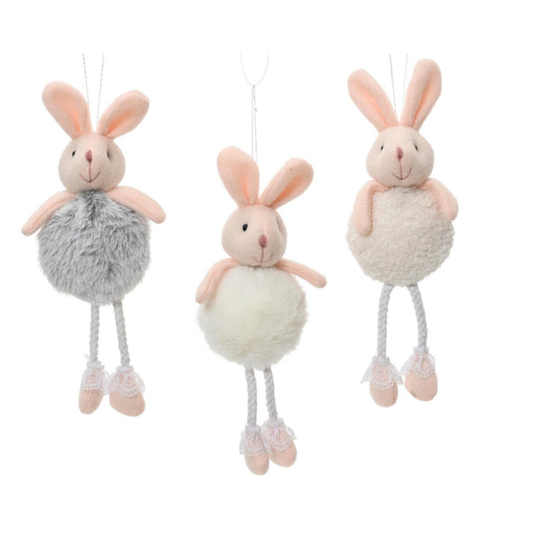 Decoris paashanger konijn polyester 24cm wit