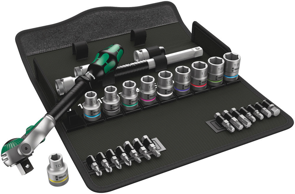 Wera 8100 sc 6 zyklop speed-ratelset, 1 2 -aandrijving gereedschapsset (zwart groen, 28-delig)