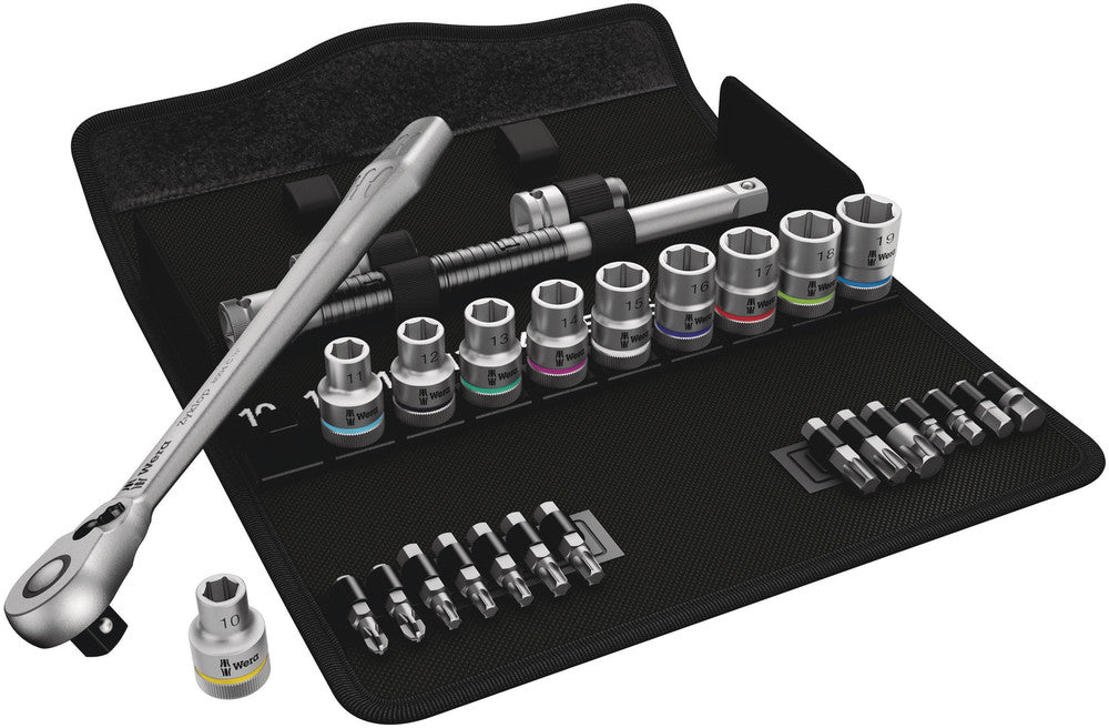 Wera 8100 sc 8 zyklop metal-ratelset omschakelbaar, 1 2 aandrijving gereedschapsset (28-delig)