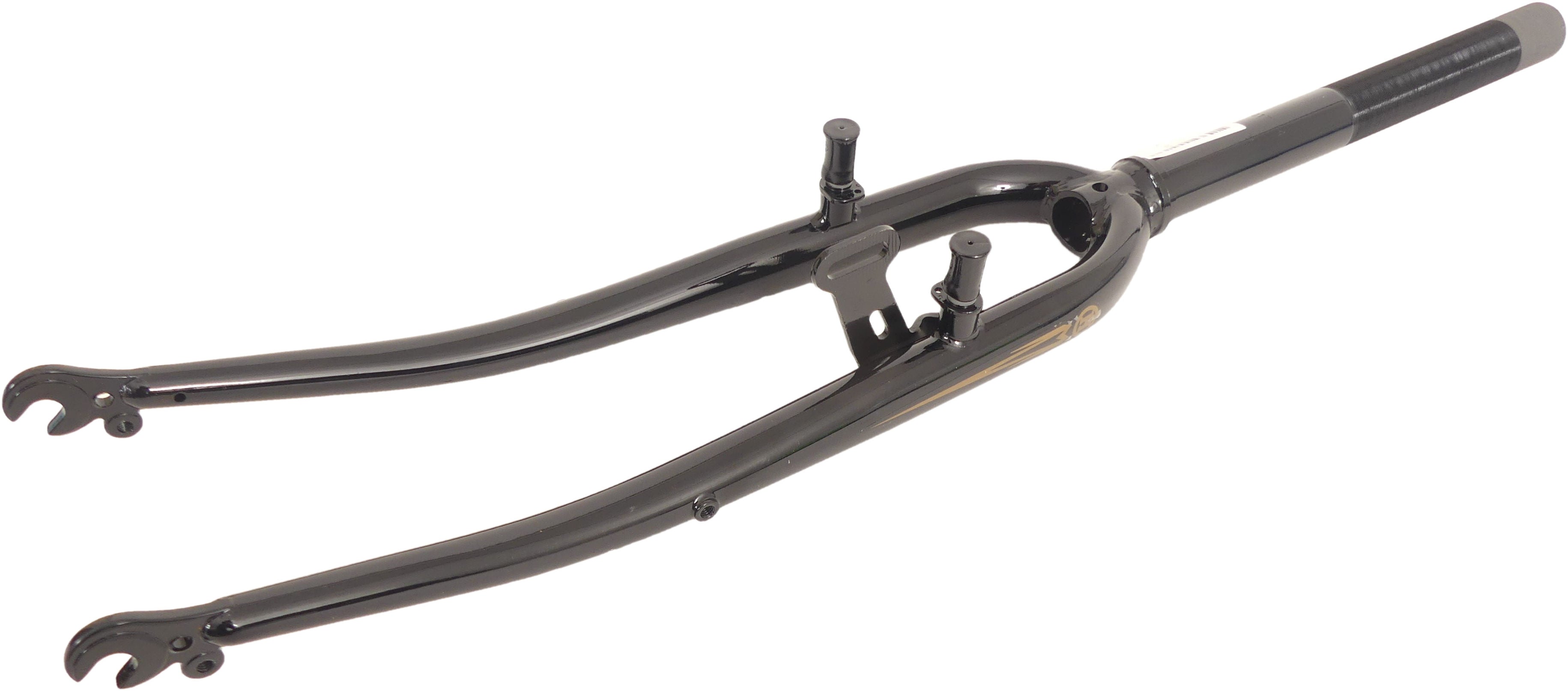 Fourche avant hybride 28 avec tube de direction 1 1 8 - came de frein V-brake et crochet dynamo - noir