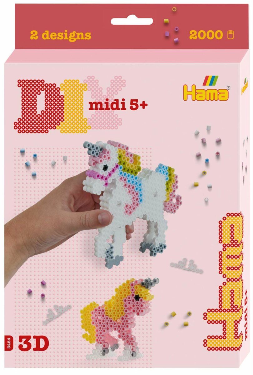 Merkloos sans marque hama strijkkralen 3d eenhoorn set 2000 delig | 2 stuks