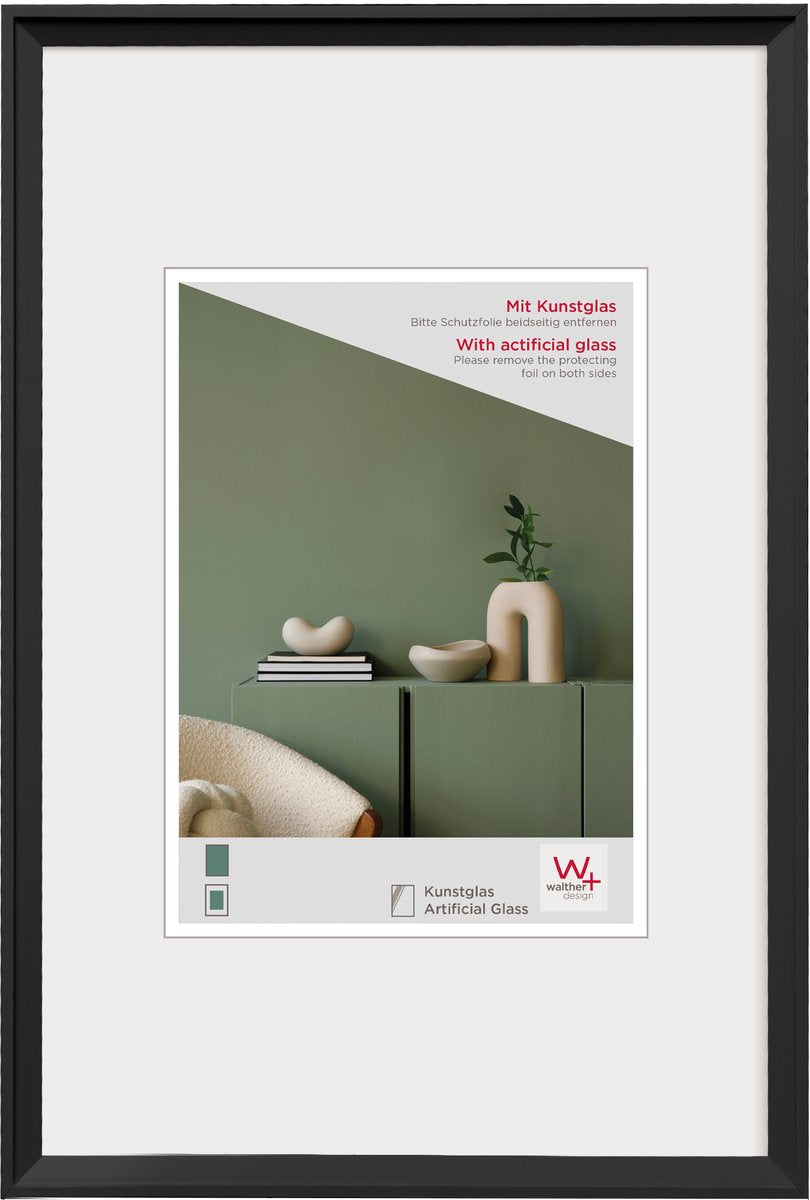 Walther desire - kunststof lijst - fotoformaat 40x50 cm - kunstglas - zwart