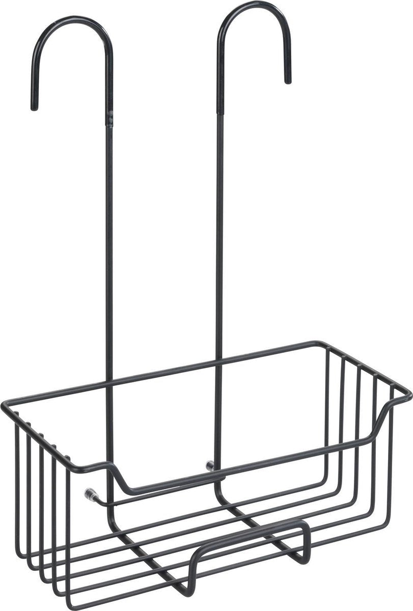 Wenko doucherek milo rvs zwart 25x36cm - zonder boren - doucherekje hangend - douchemand - douchecaddy ophangbaar