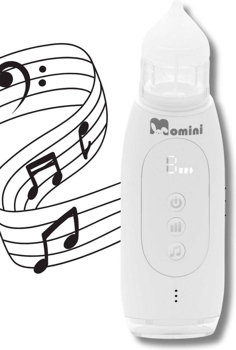 Momini breezy automatische neusreiniger - neusvacuüm voor kinderen - zelfreinigend - muziekfunctie - ipx6 waterbestendig - wit