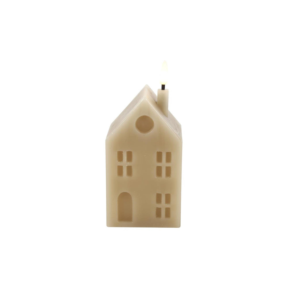 Countryfield lyon led kaars huis m beige 6,5x7,5x16cm