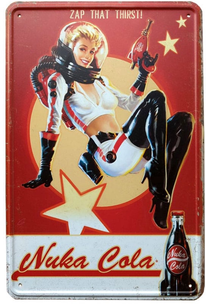 Devplus fallout metal sign nuka cola girl tin signs