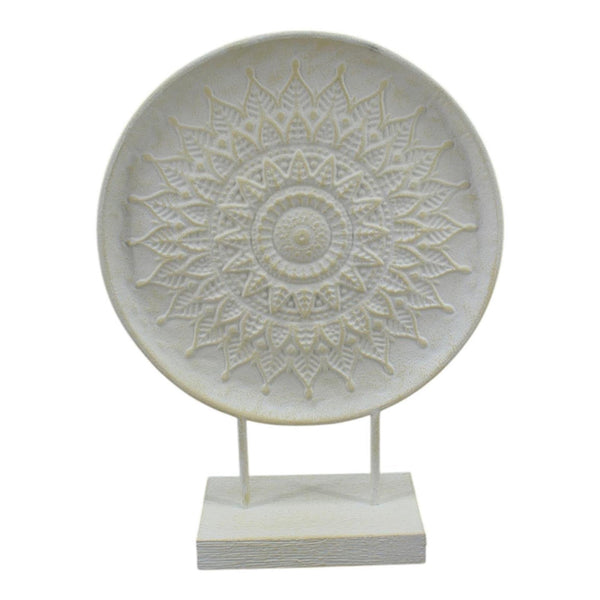 Mansion atmosphere decoratie ornament op voet metaal crã¨me 35x12x46,5cm