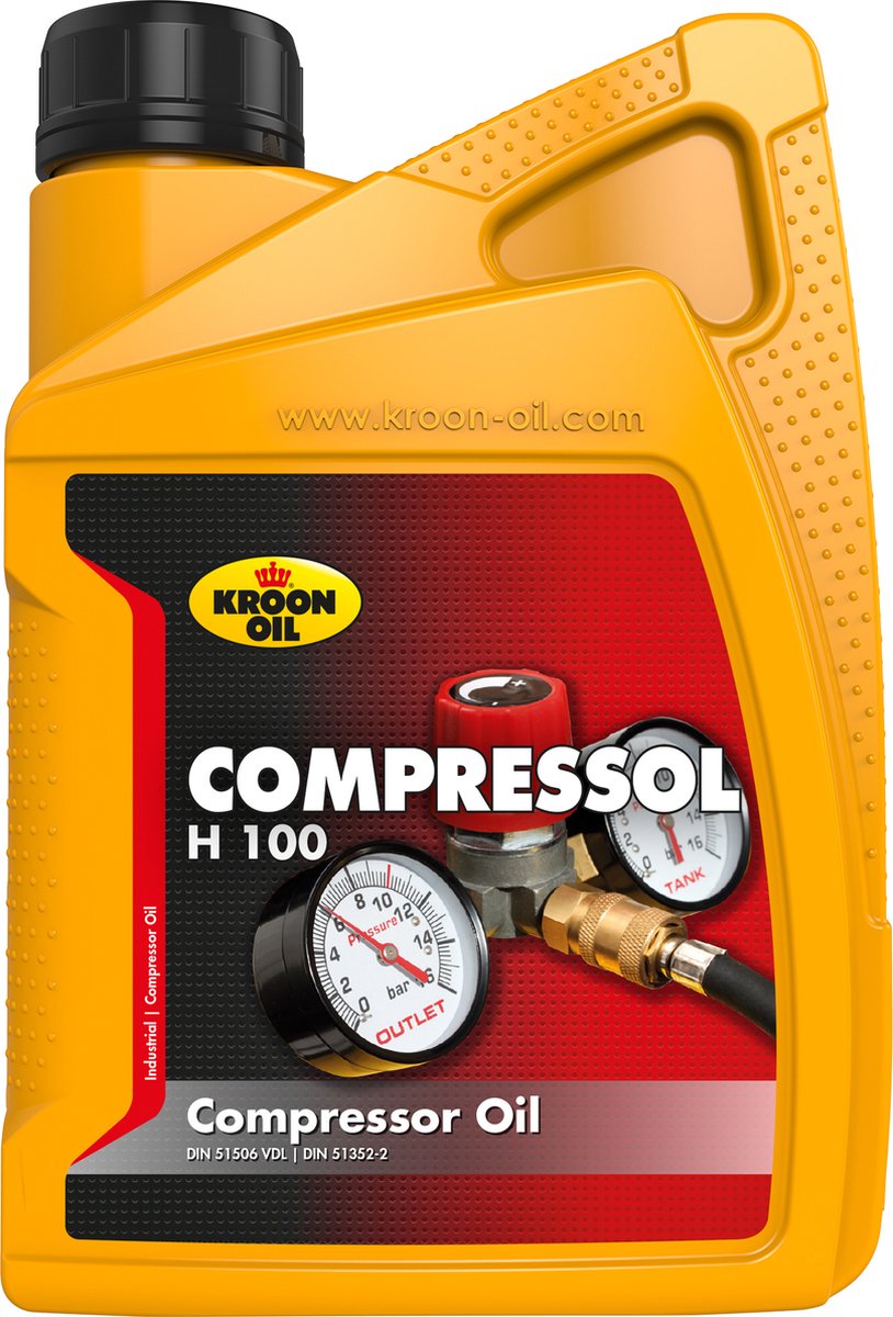 Kroon-oil compressol h 100 - compressorolie - hoge oxidatiestabiliteit - 1 liter - transparant