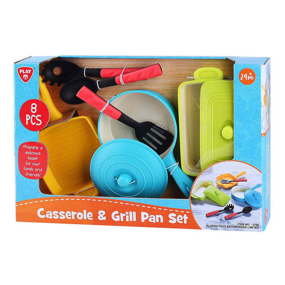 Speelgrillpannenset met accessoires, 8dlg.