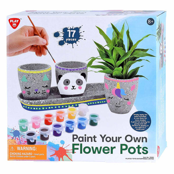 Playgo paint your own cement plant pots - 17pc.