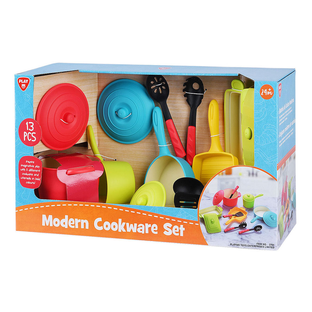 Speelpannen en keukenaccessoires moderne speelset, 13dlg.