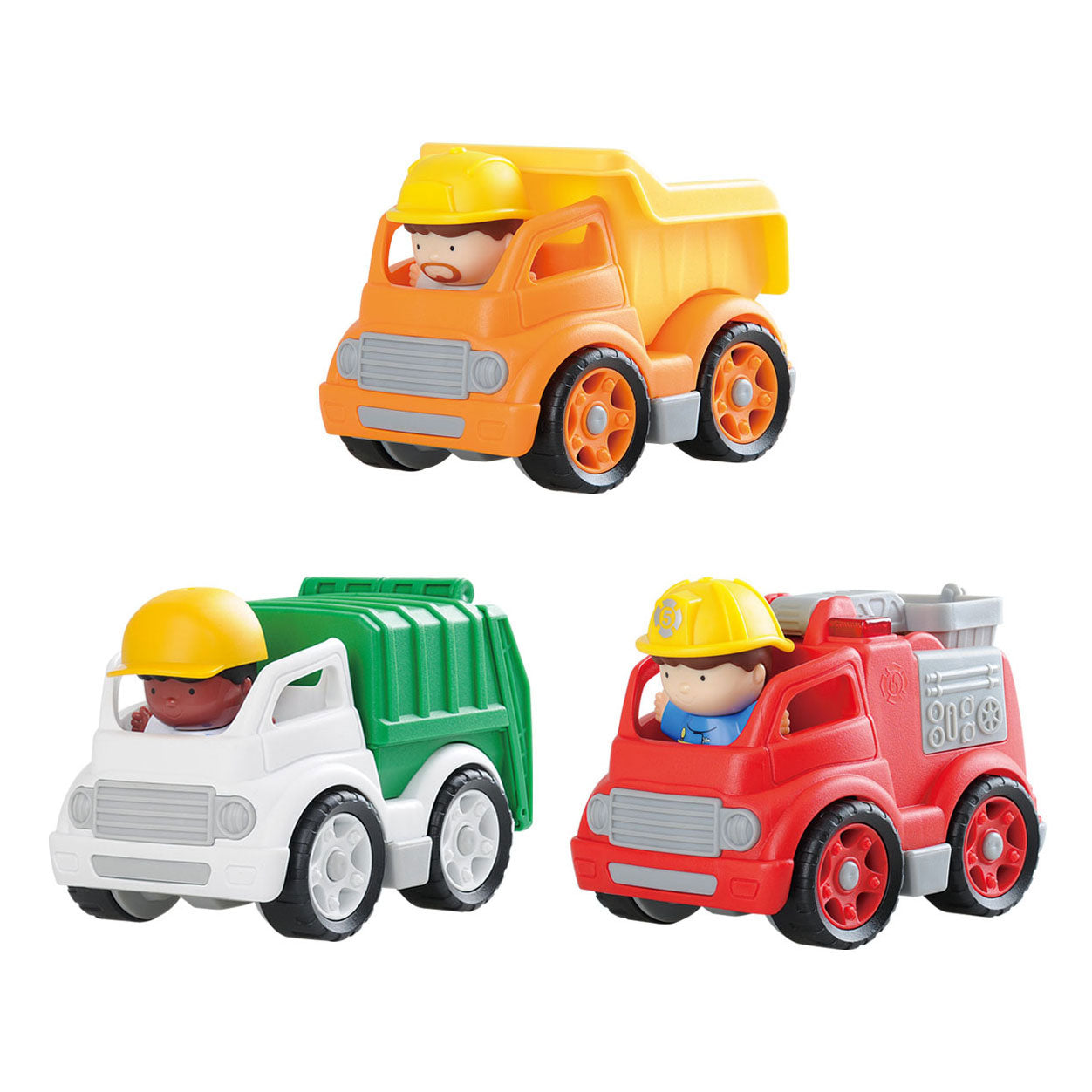 Speelwerkvoertuigen met figuren speelset, 6dlg.
