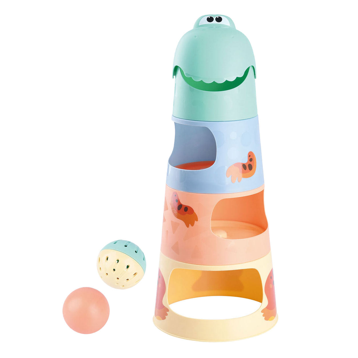 Speel dino stapeltoren met ballen, 6dlg.