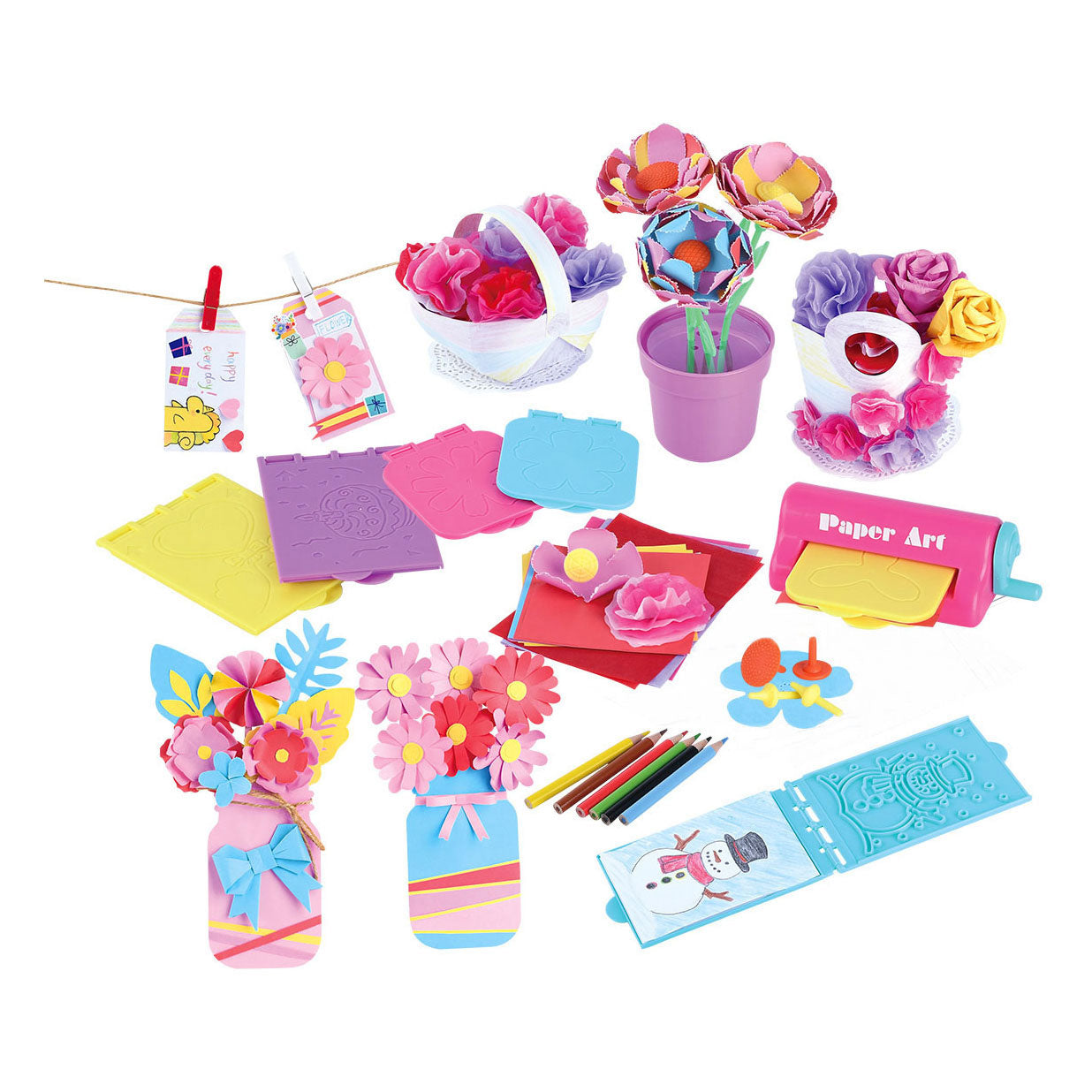 Speel papier bloemen maken knutselset, 79dlg.