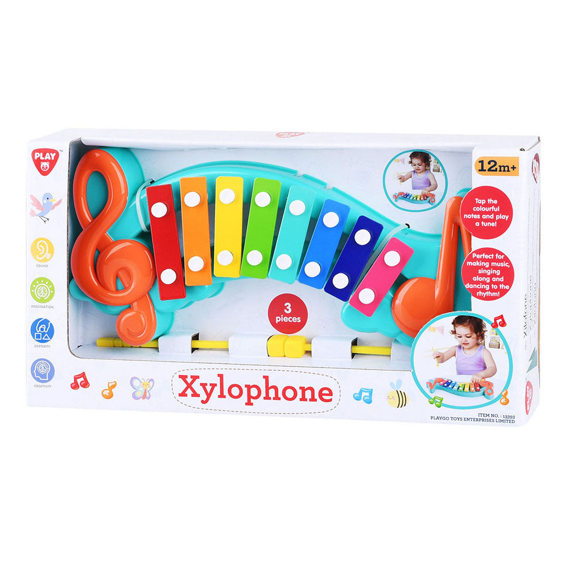 Speel xylofoon met muzieknoten, 3dlg.