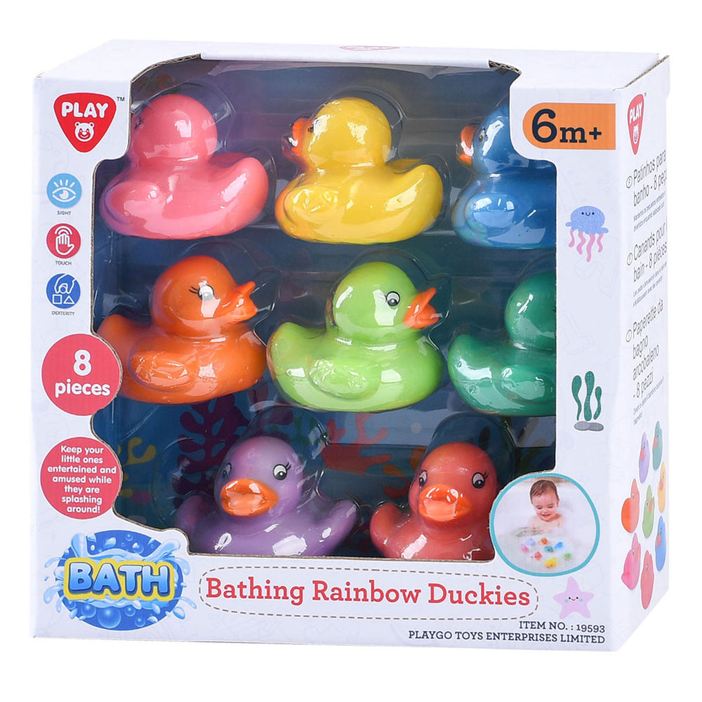 Speel regenboog badeendjes, 8st.