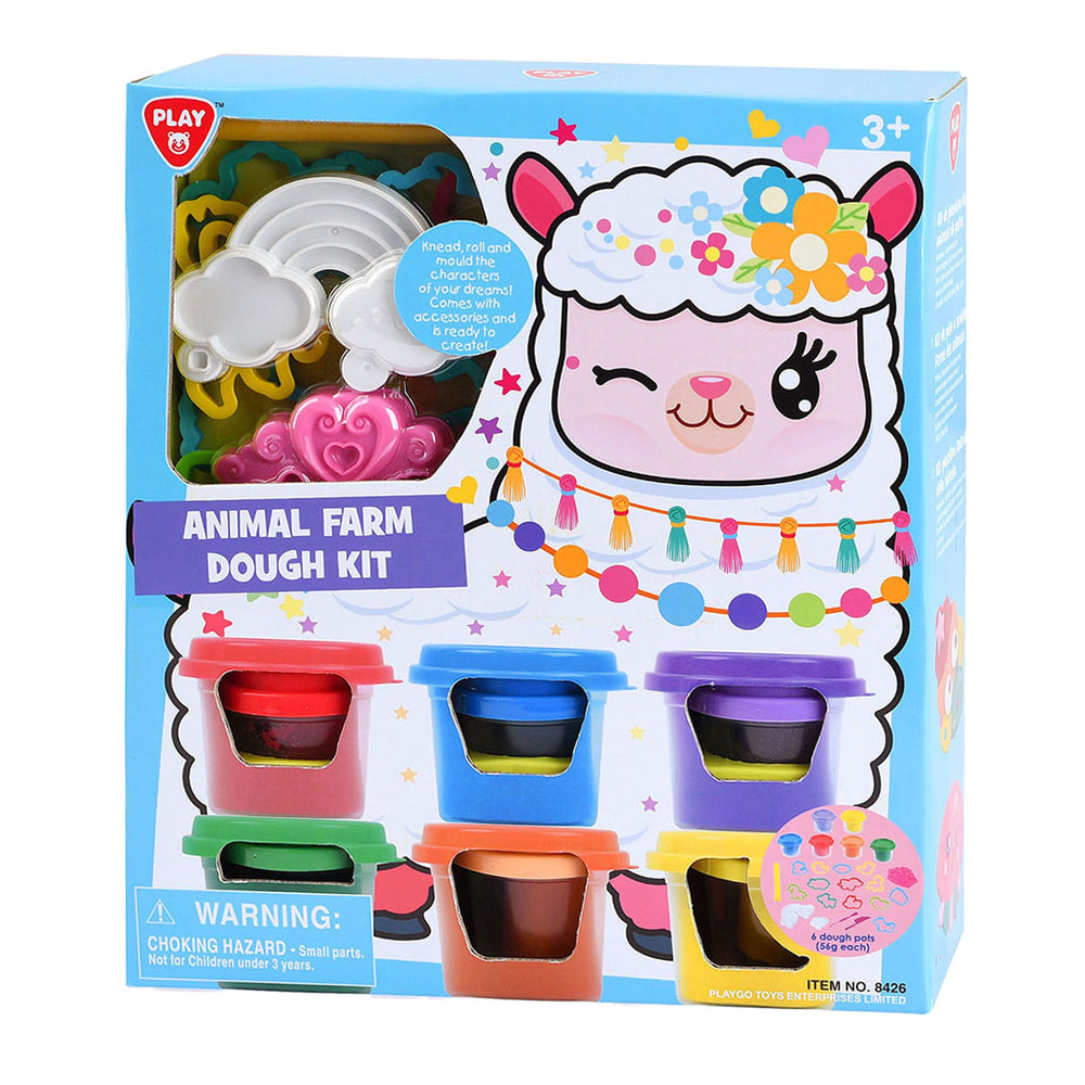 Speel boerderijdieren kleiset, 6 kleipotjes
