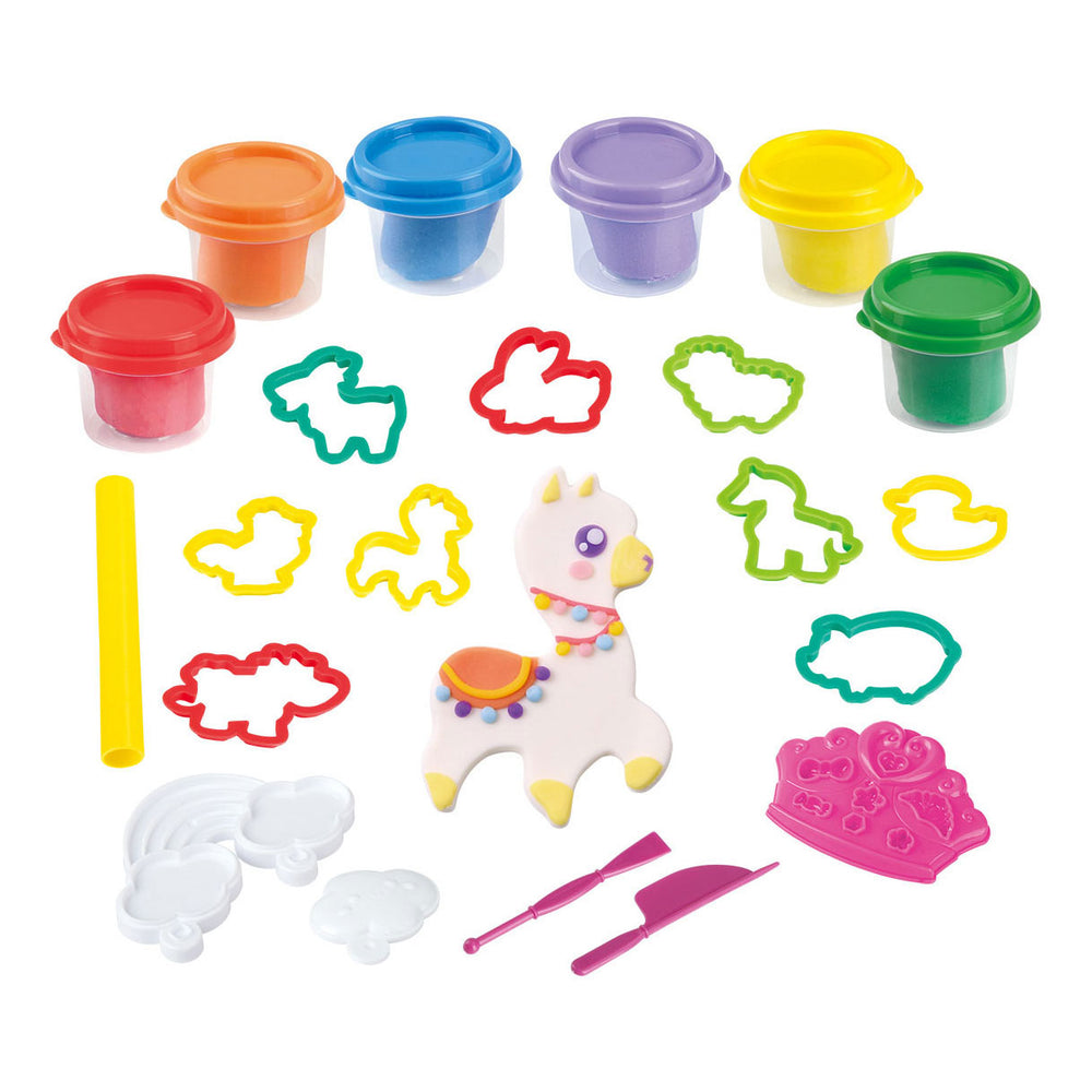 Speel boerderijdieren kleiset, 6 kleipotjes